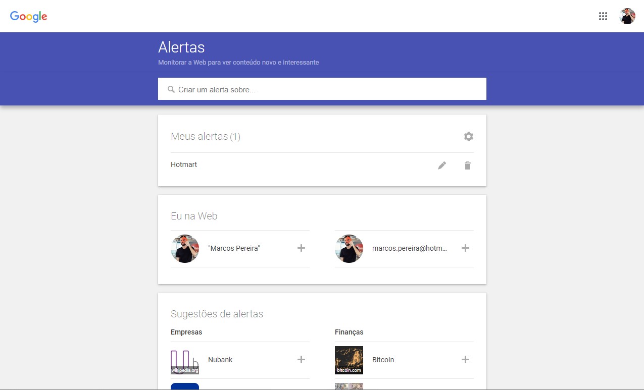 google alerts - como criar um alerta 1