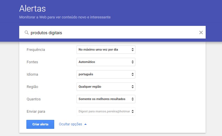 google alerts - como criar um alerta 5