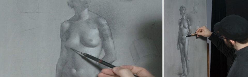 Refining a Preparatory Figure Drawing in Sight-Size