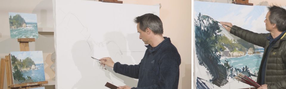 Landscape Painting in Studio: Creating the Initial Drawing and Blocking In