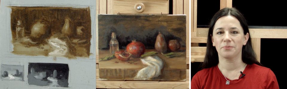 Creating a Preparatory Charcoal Sketch and Value Studies for a Still-Life Painting