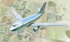 Reflective Airplane Illustration in a Natural Environment