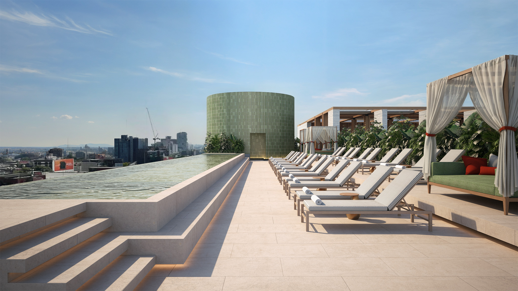 Rooftop pool at Pendry Residences Mexico City