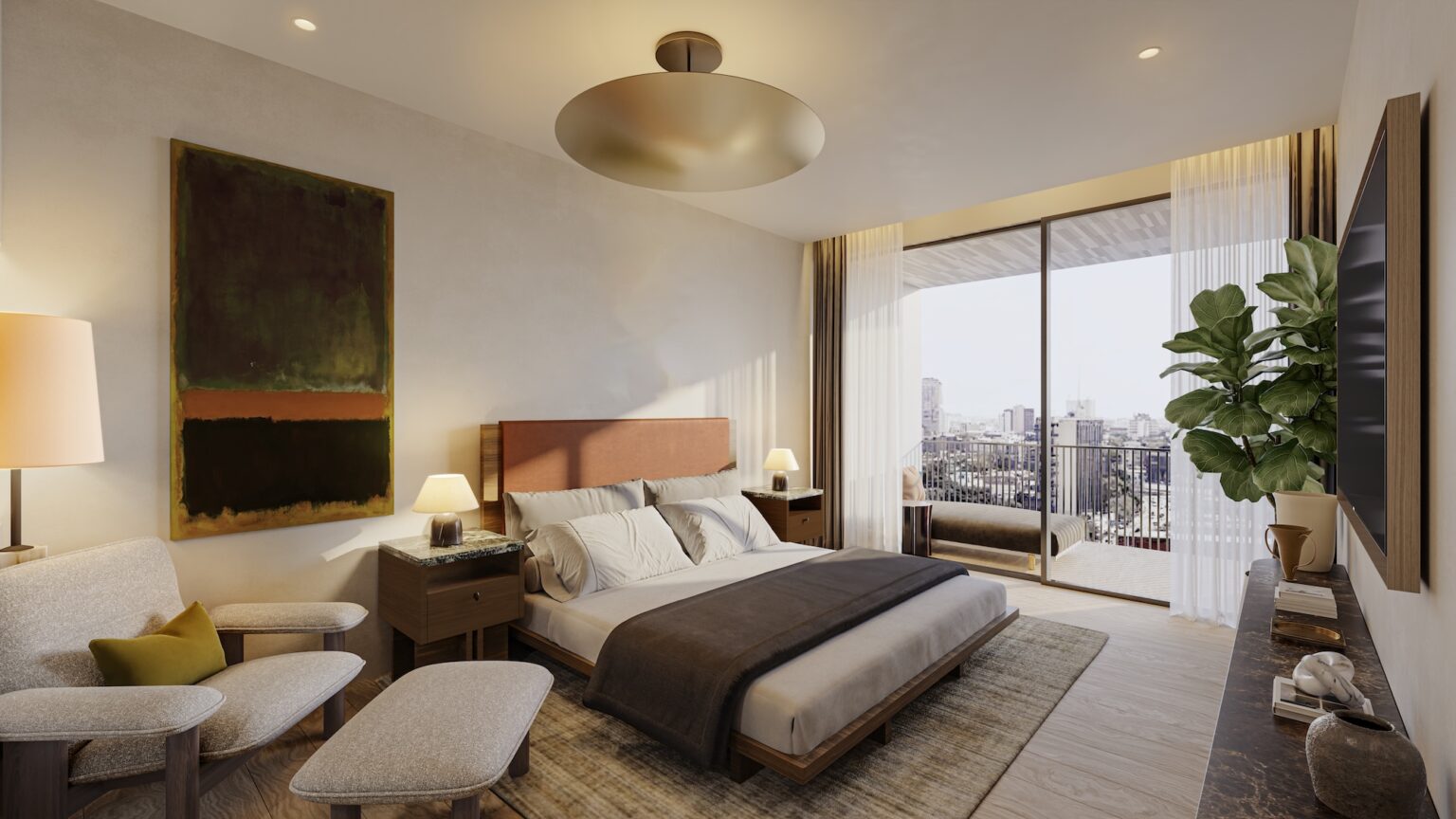 A bedroom at Pendry Residences Mexico City