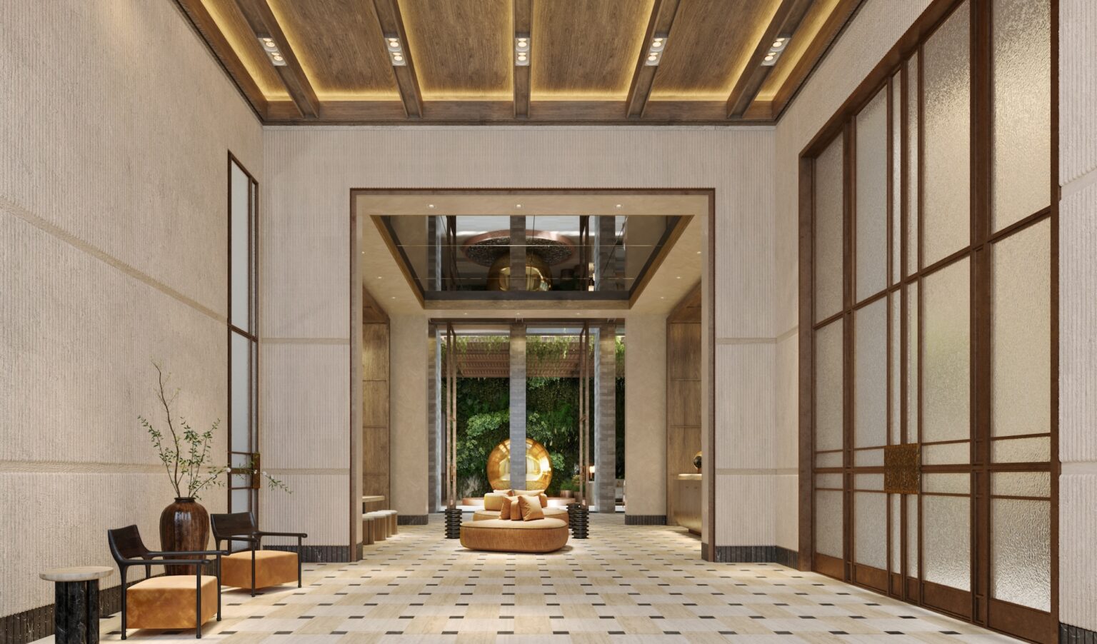 The lobby at Pendry Residences Mexico City
