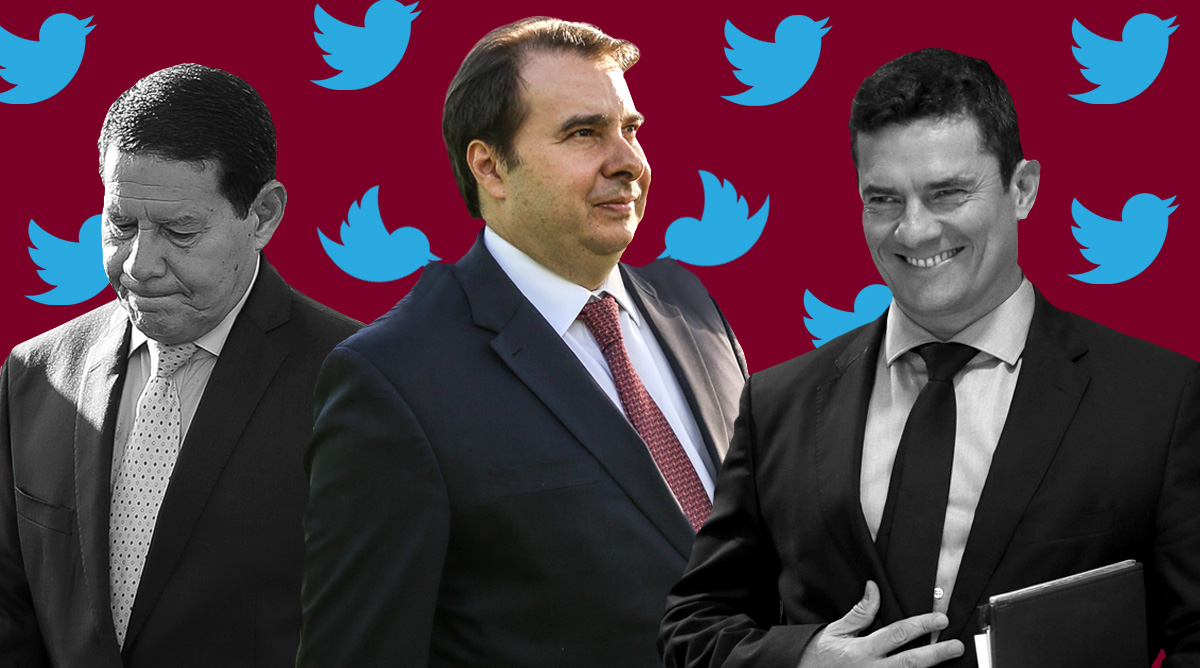 Maia cresce no Twitter, Moro dispara e Mourão some