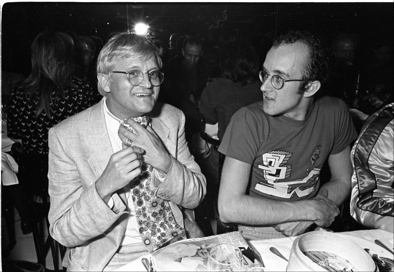 David Hockney e Keith Haring (Crédito: BEN BUCHANAN_NOVA YORK, 1985)