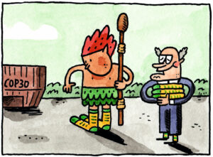 Coloquei meias divertidas no curupira da COP