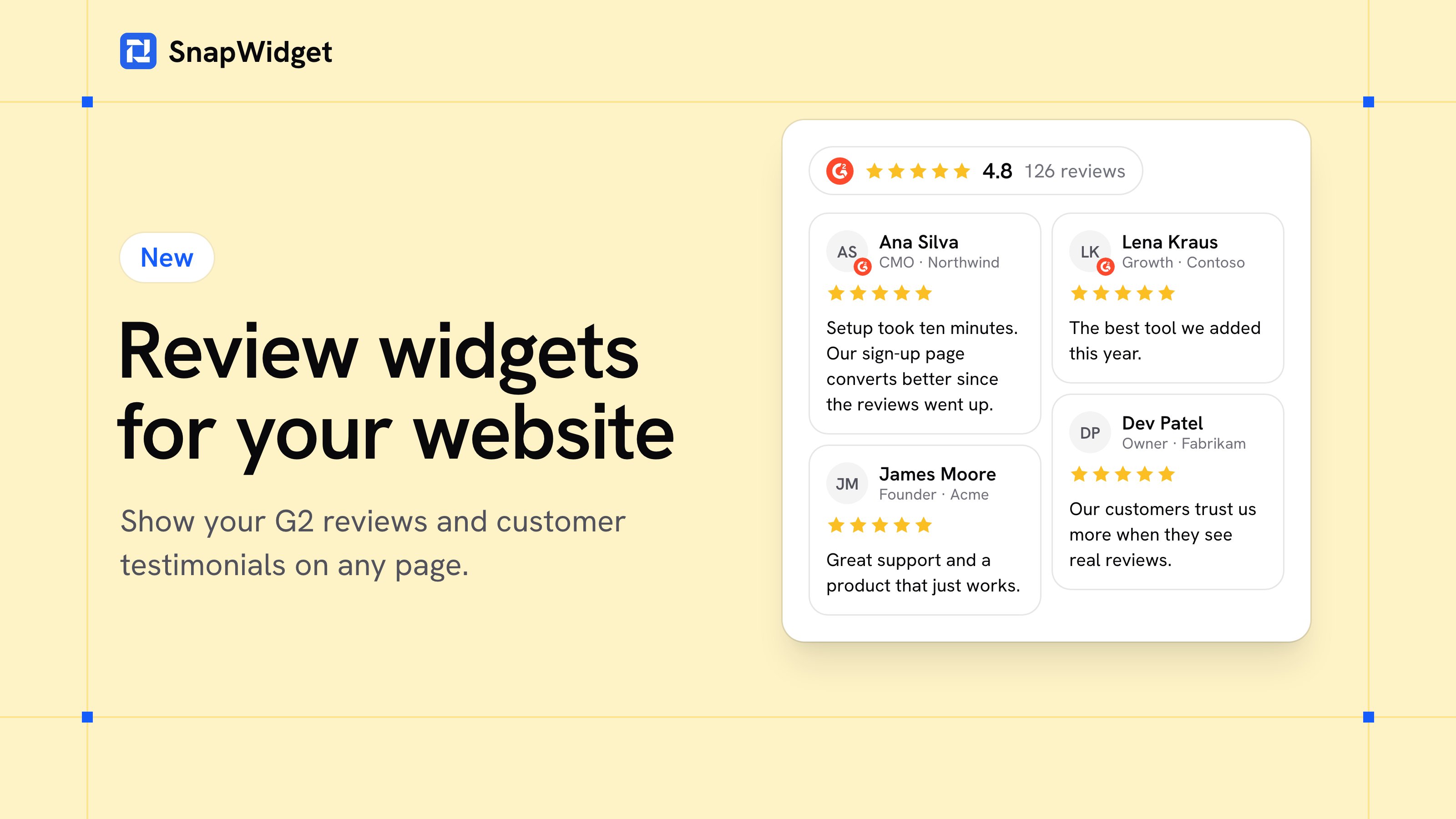 Review widgets for G2 reviews and testimonials