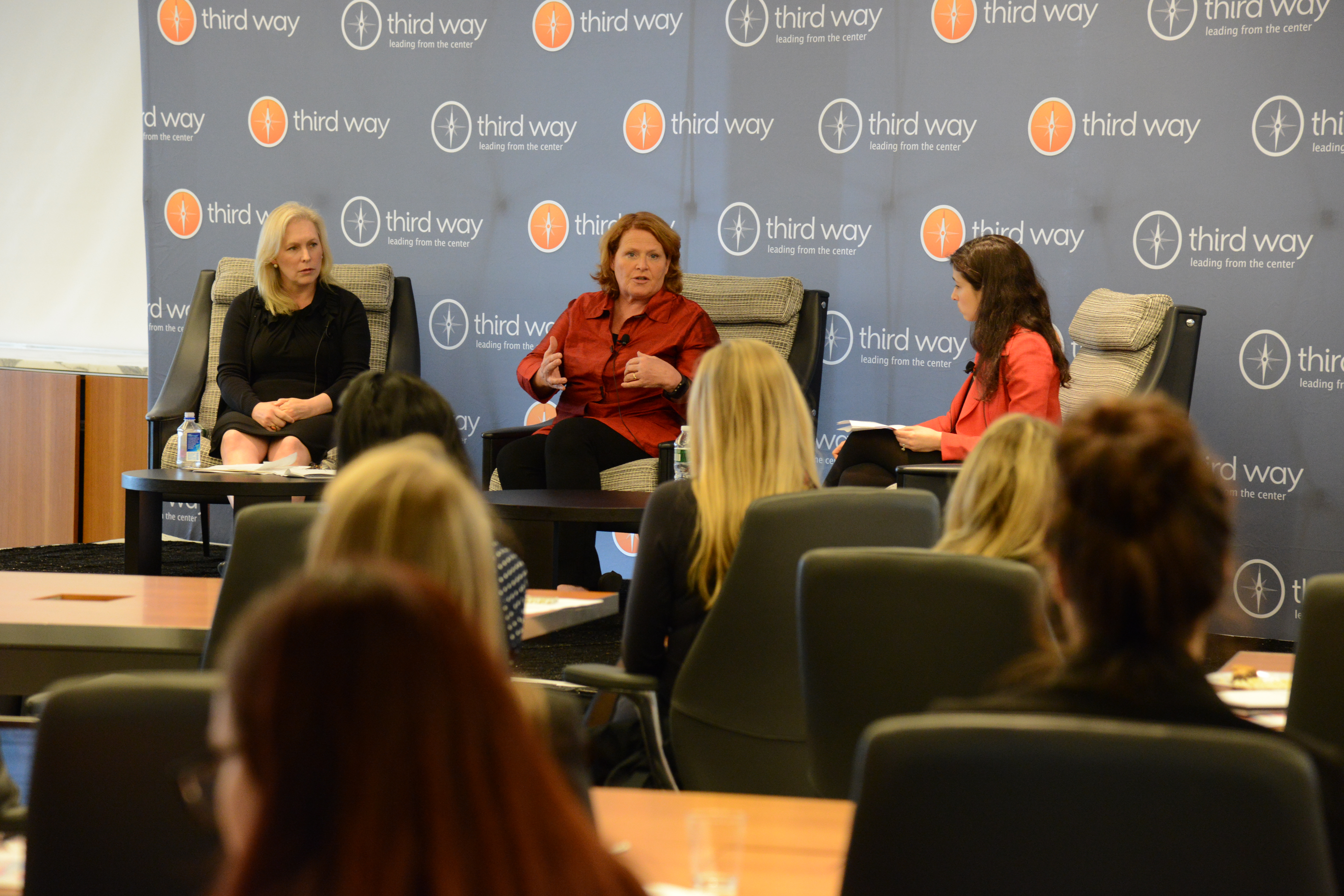 Senators Kirsten Gillibrand and Heidi Heitkamp speak with Catherine Rampell