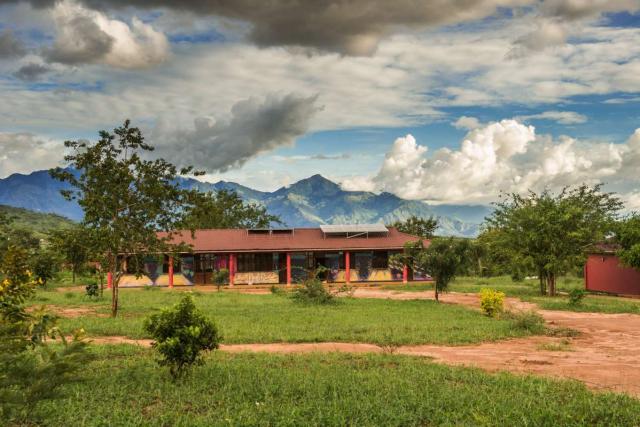 Students enjoy a beautiful campus at a school in Tanzania during their summer service and travel program.