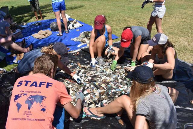 Teens participate in service work on summer travel tour in Hawaii.