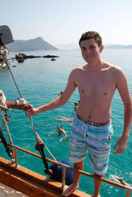 High school traveler poses in the Greek islands summer teen tour to Greece.