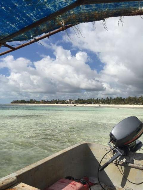 Students travel by boat in Zanzibar on summer service and safari tour of Tanzania.