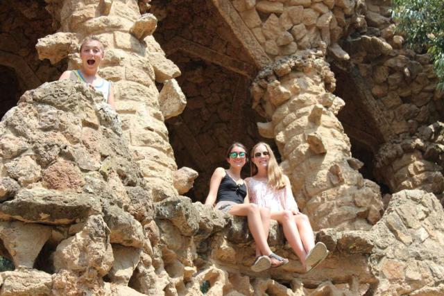 Teens visit Gaudi park in Barcelona on summer Spain travel program