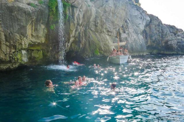 Teens swim in the Mediterranean on their summer program to Italy.