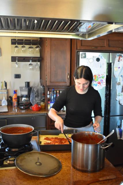 Teen cooking in Italy