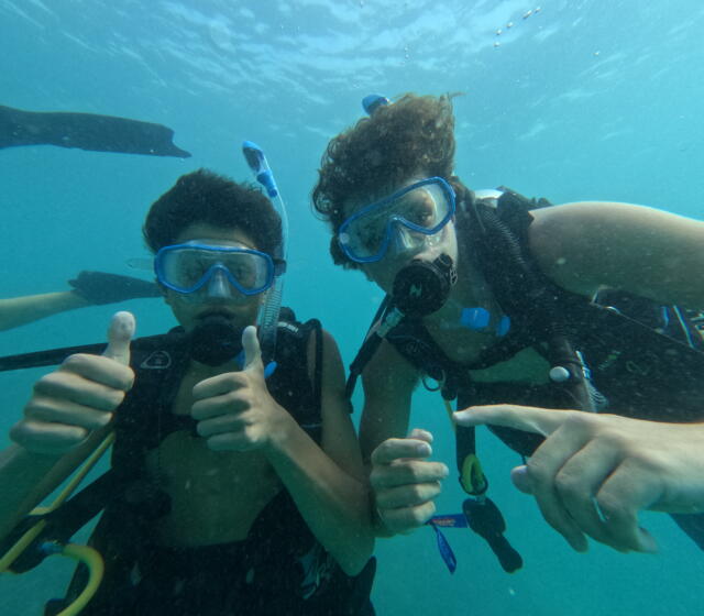 Teens snorkeling