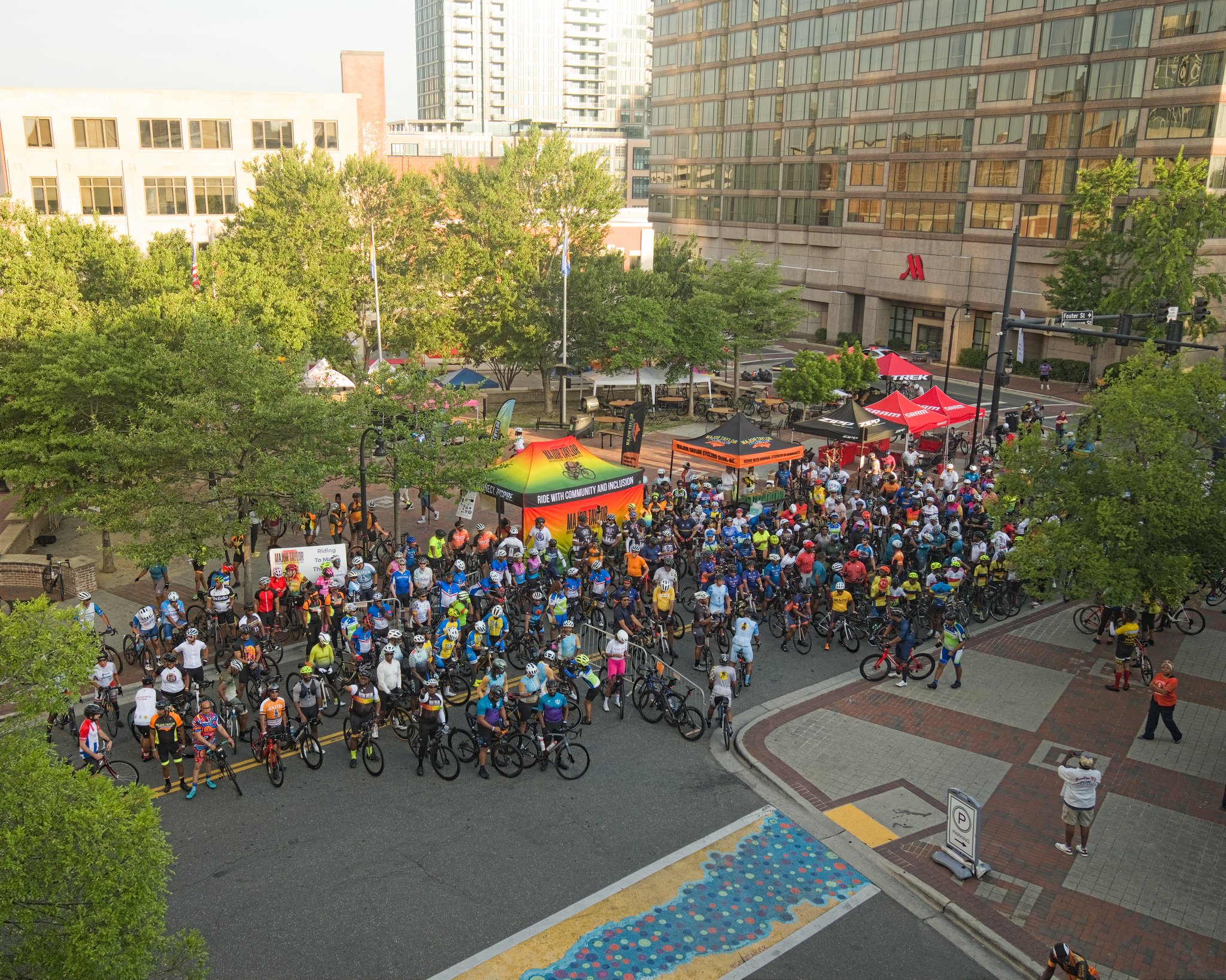 Hundreds of cyclists gathered in downtown Durham