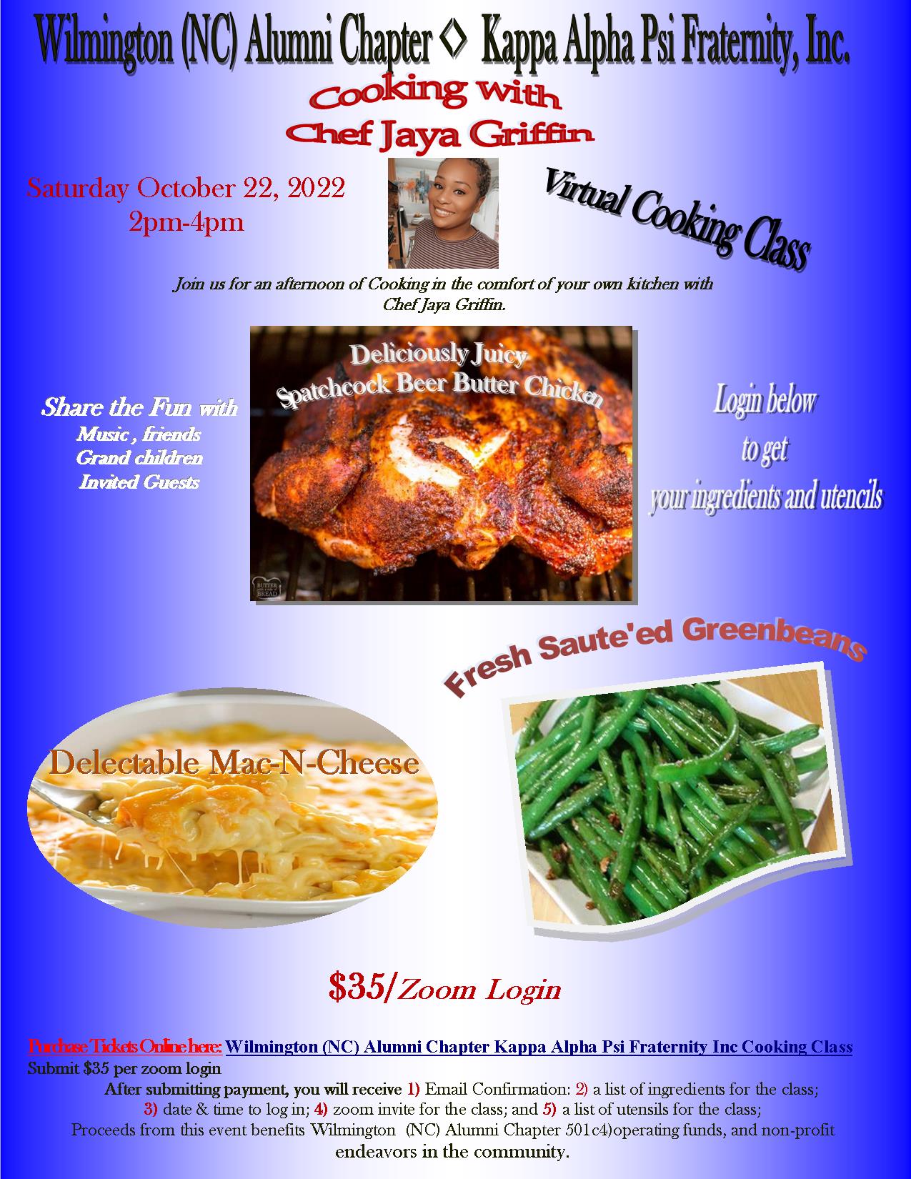 Wilmington (NC) Alumni Chapter Kappa Alpha Psi Virtual Cooking Class