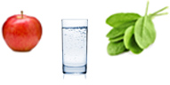 Fruits Green veggies 8 glasses of water