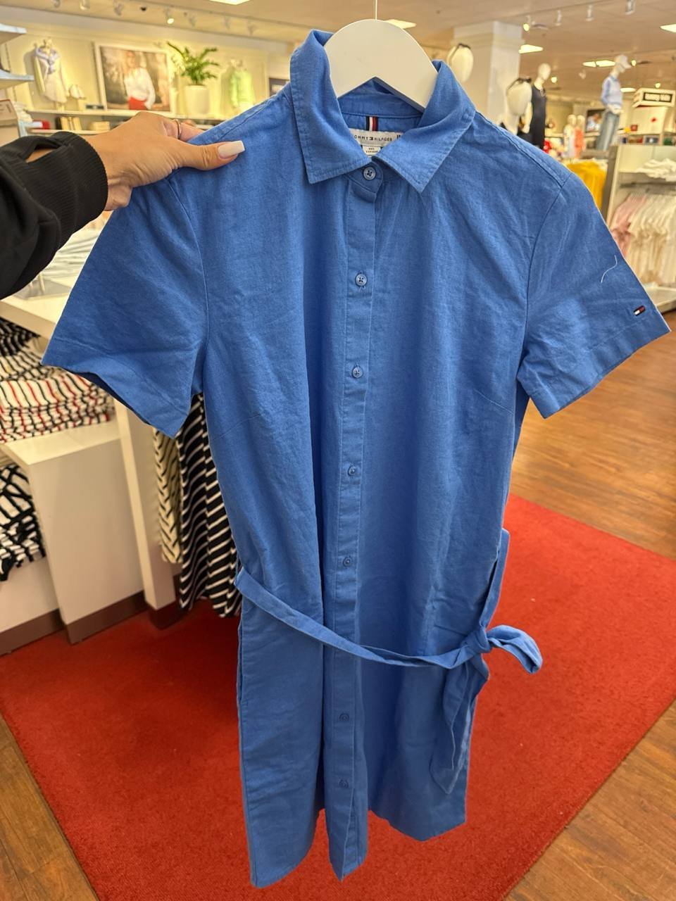 Vestido manga curta de Linho com Algodão