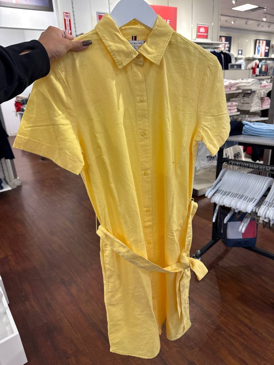 Vestido manga curta de Linho com Algodão