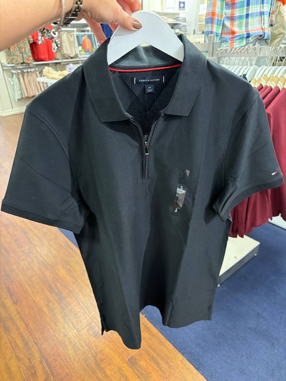 Polo Regular Fit de algodão com zíper
