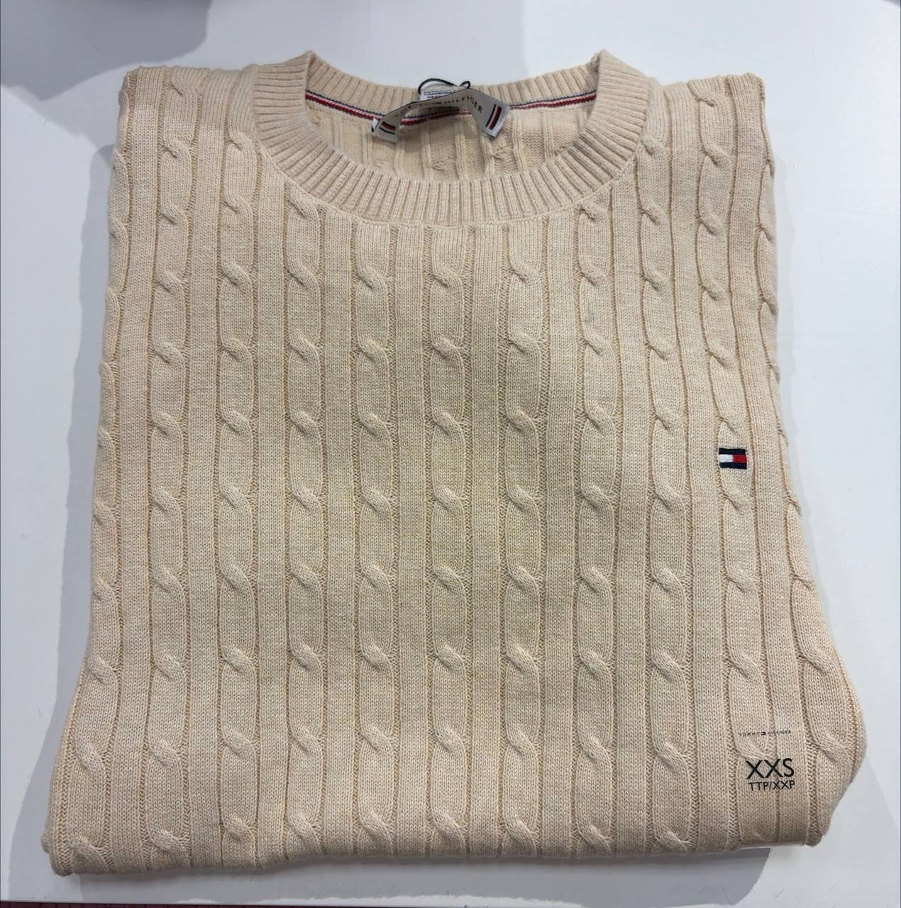 sweater tricot trançado manga curta