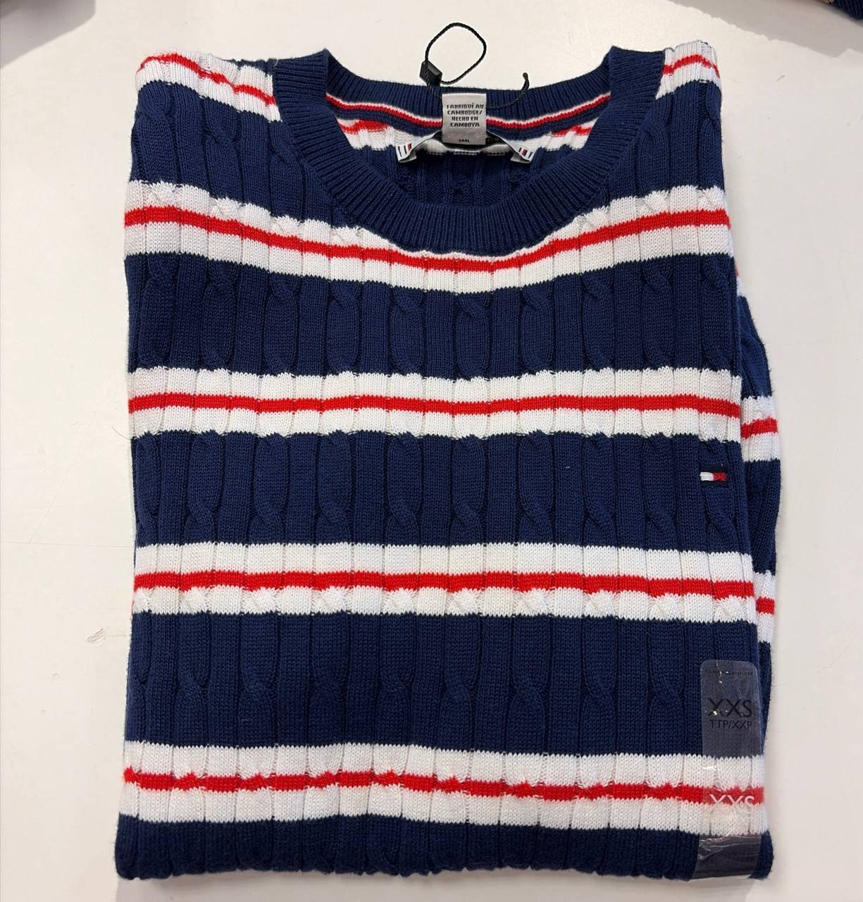 sweater tricot trançado manga curta