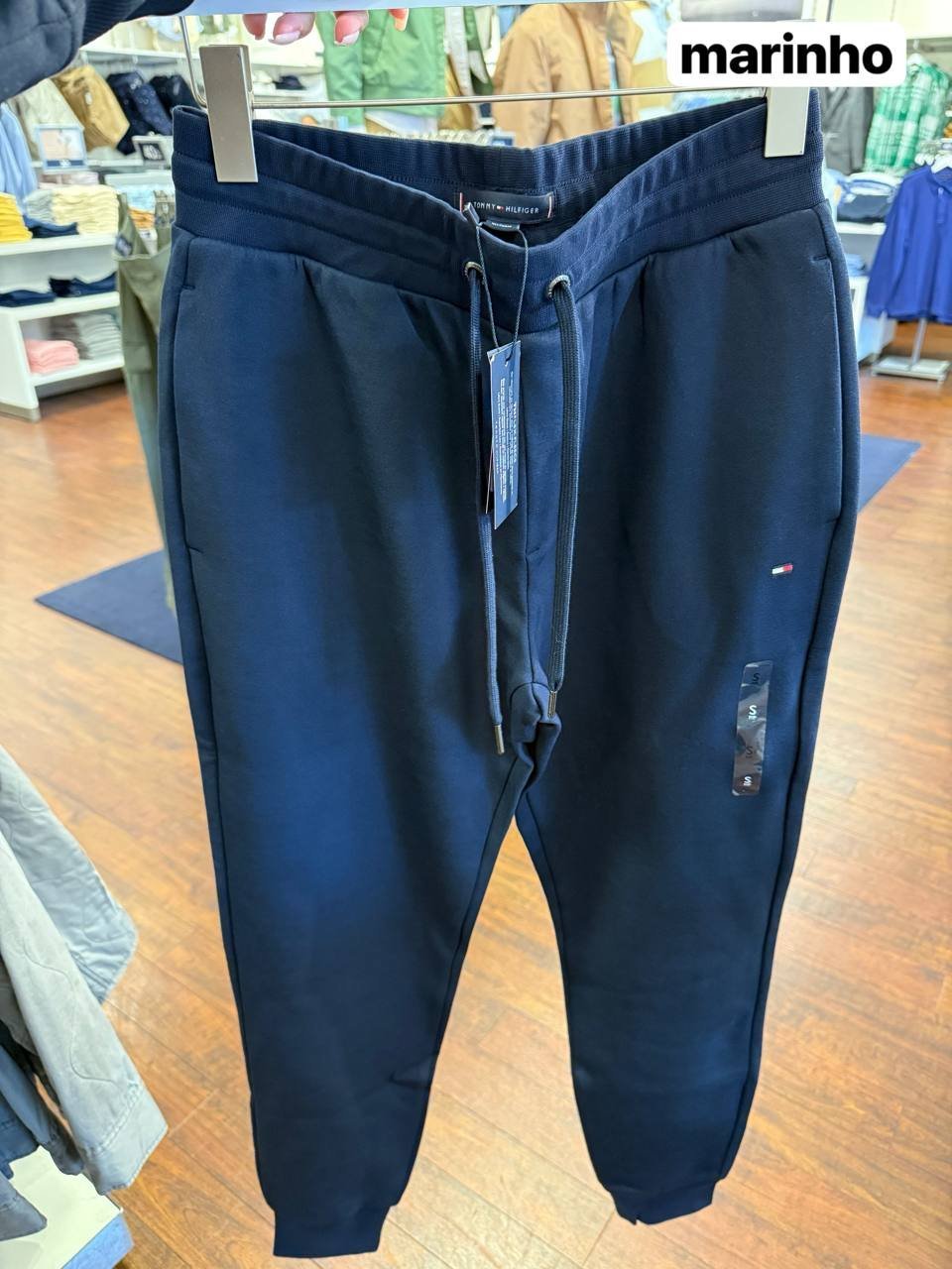 calça de algodão e polyester