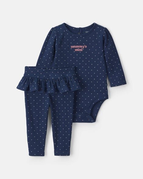 Baby Girl 2-Piece Apple Long-Sleeve Bodysuit & Pant Set - Cream/Pink