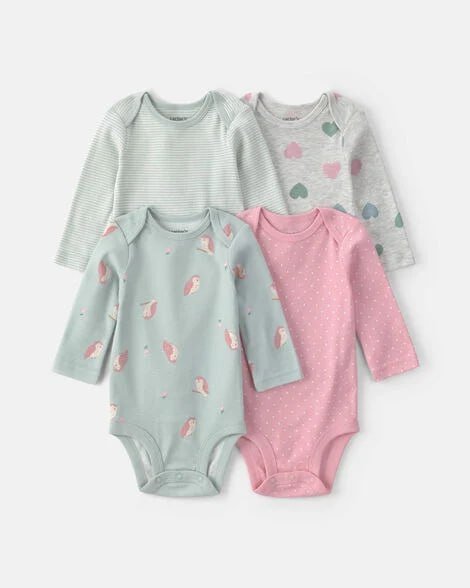 Baby Girl 4-Pack Dog Long-Sleeve Multipack Bodysuits