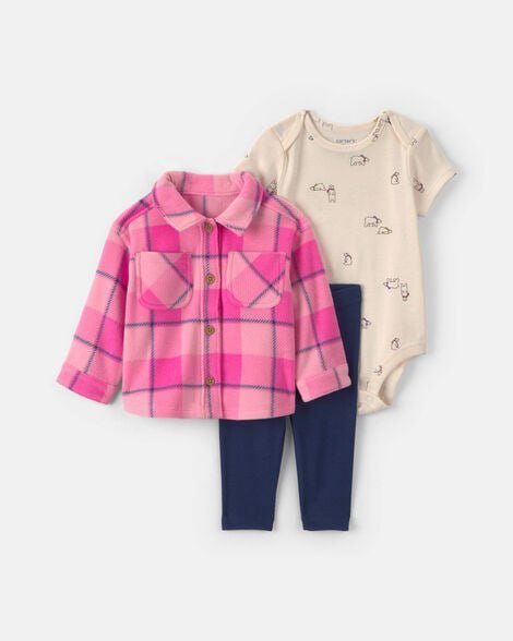 Baby Girl 3-Piece Leopard French Terry Layering Set