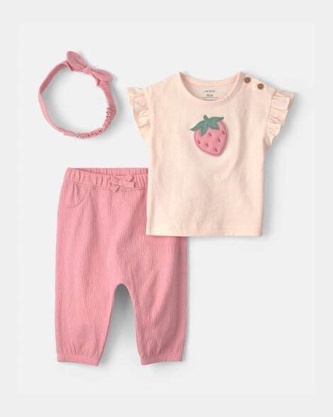 Baby Girl 3-Piece Bee Top & Pant Set - Yellow