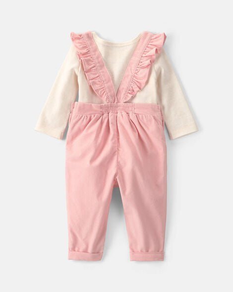 Baby Girl 2-Piece Quilted Overall Set - Olive Green