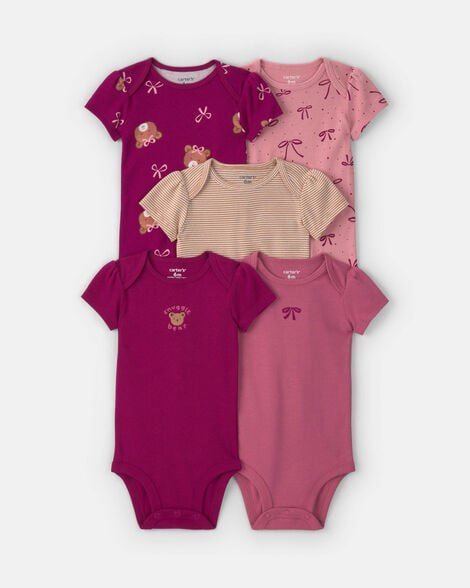 Baby Girl 5-Pack Floral Butterfly Short-Sleeve Multipack Bodysuits