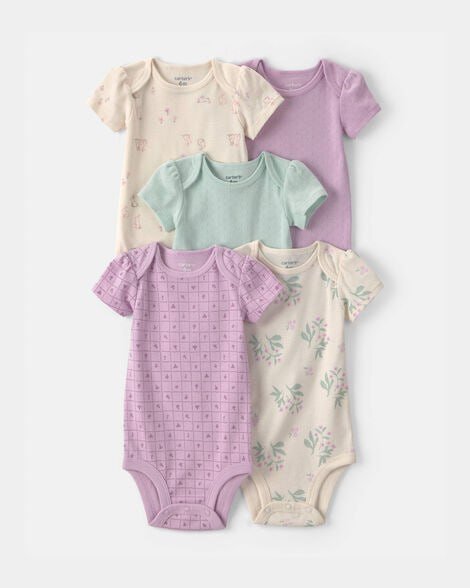 Baby Girl 5-Pack Floral Butterfly Short-Sleeve Multipack Bodysuits