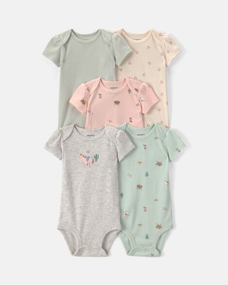Baby Girl 5-Pack Floral Butterfly Short-Sleeve Multipack Bodysuits