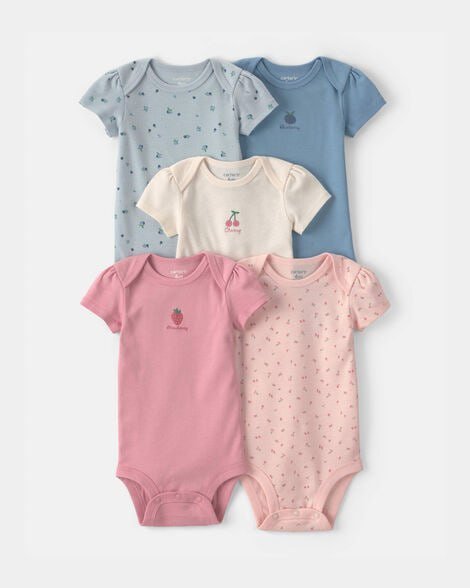 Baby Girl 5-Pack Floral Butterfly Short-Sleeve Multipack Bodysuits
