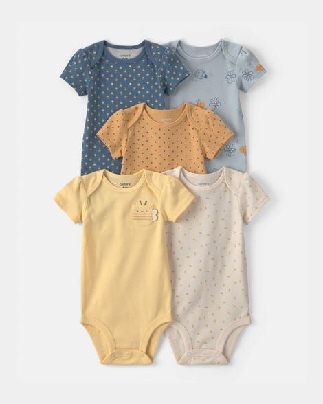 Baby Girl 5-Pack Floral Butterfly Short-Sleeve Multipack Bodysuits