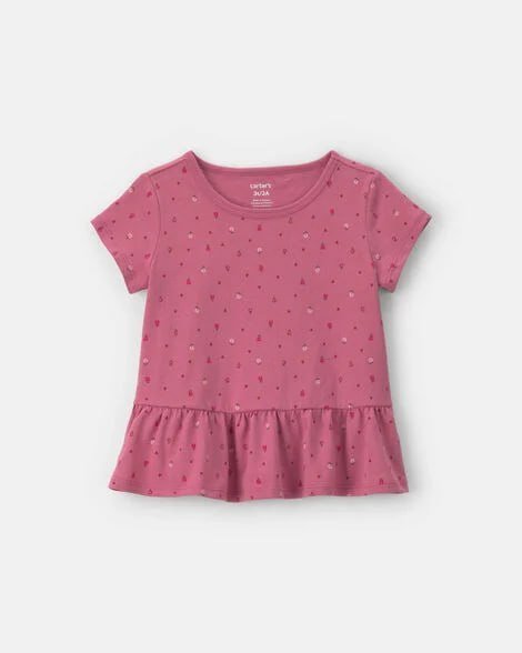 Toddler Girl Butterfly Peplum Top - Cream