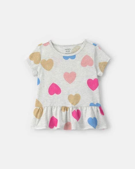 Toddler Girl Butterfly Peplum Top - Cream
