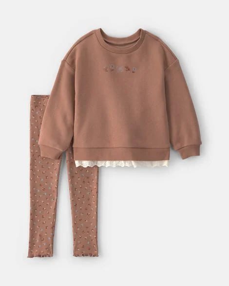 Toddler Girl 2-Piece 'Love' Fleece Long-Sleeve Top & Pant Set - Pink