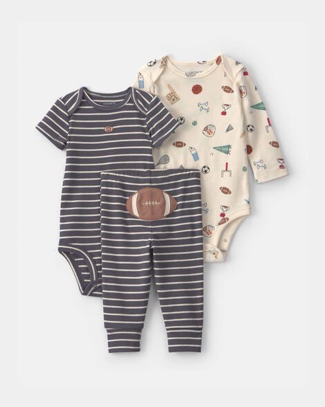 Baby Boy 3-Piece Dog Long-Sleeve Bodysuit & Pant Set - Brown/Cream
