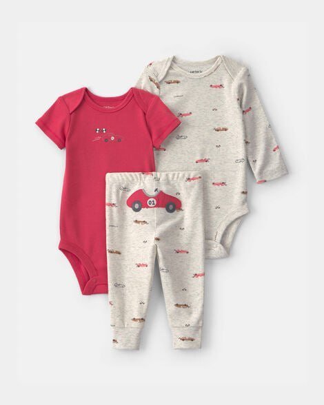 Baby Boy 3-Piece Dog Long-Sleeve Bodysuit & Pant Set - Brown/Cream