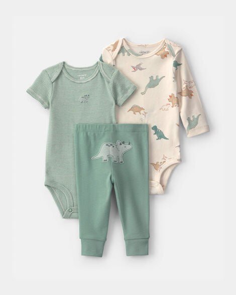 Baby Boy 3-Piece Dog Long-Sleeve Bodysuit & Pant Set - Brown/Cream
