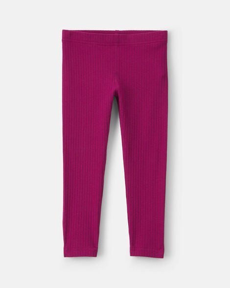 Toddler Girl Cotton Pull-On Stretch Rib Leggings - Pink