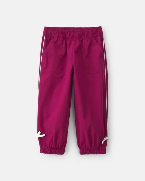 Toddler Girl Bow-Cuff Poplin Joggers - Blue