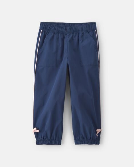 Toddler Girl Bow-Cuff Poplin Joggers - Blue